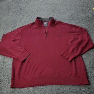 Polo Ralph Lauren Pullover Sweater Zip Up Performance Burgundy Mens Size 1XB Big